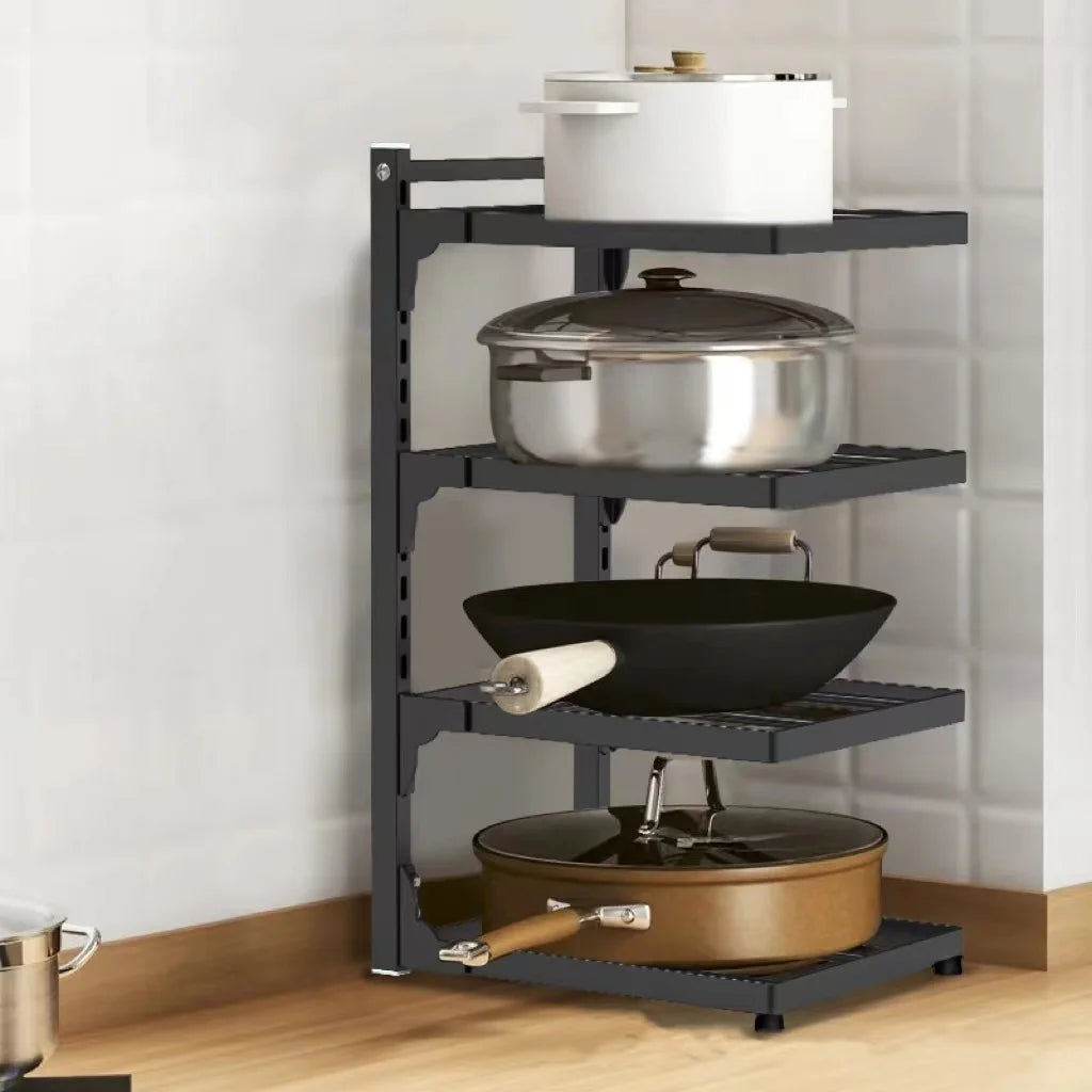 Adjustable 4-Tier Pot & Pan Storage Rack