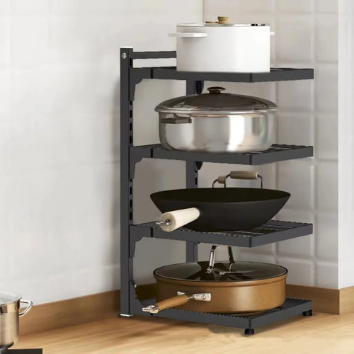 Adjustable 4-Tier Pot & Pan Storage Rack