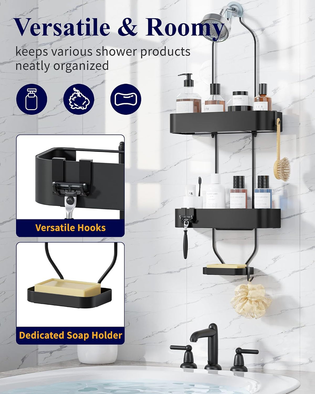 Black Hanging Shower Caddy