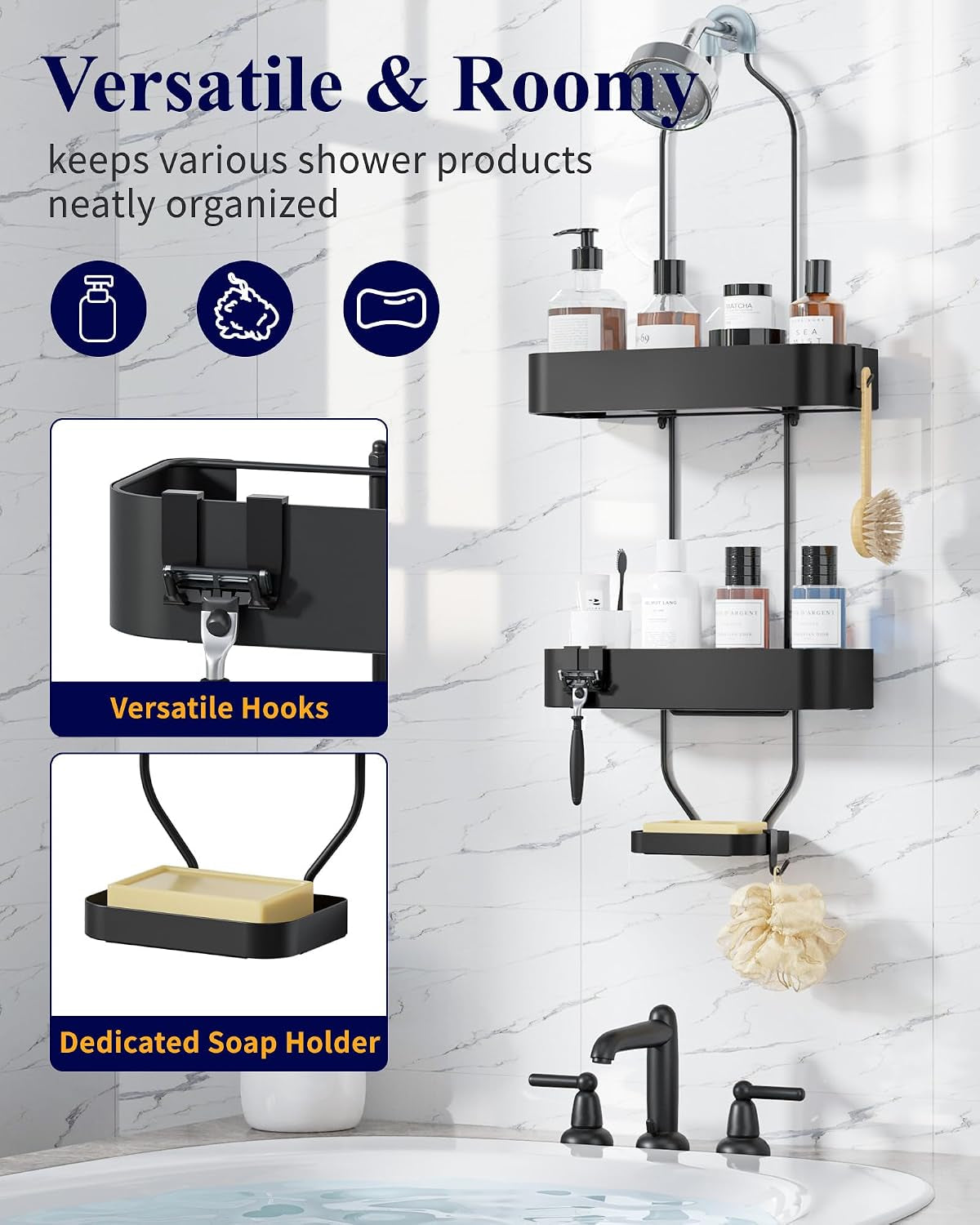 Black Hanging Shower Caddy