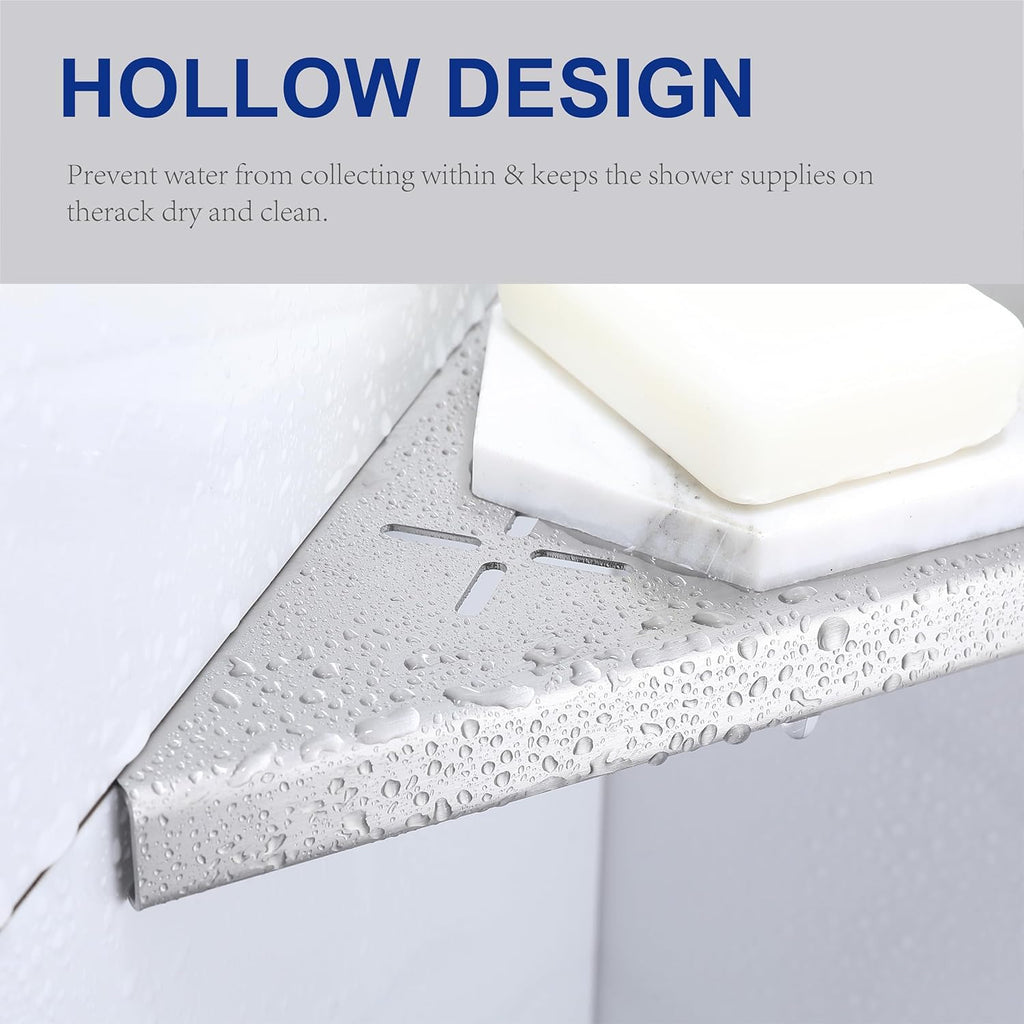 White 10" Corner Shower Shelf