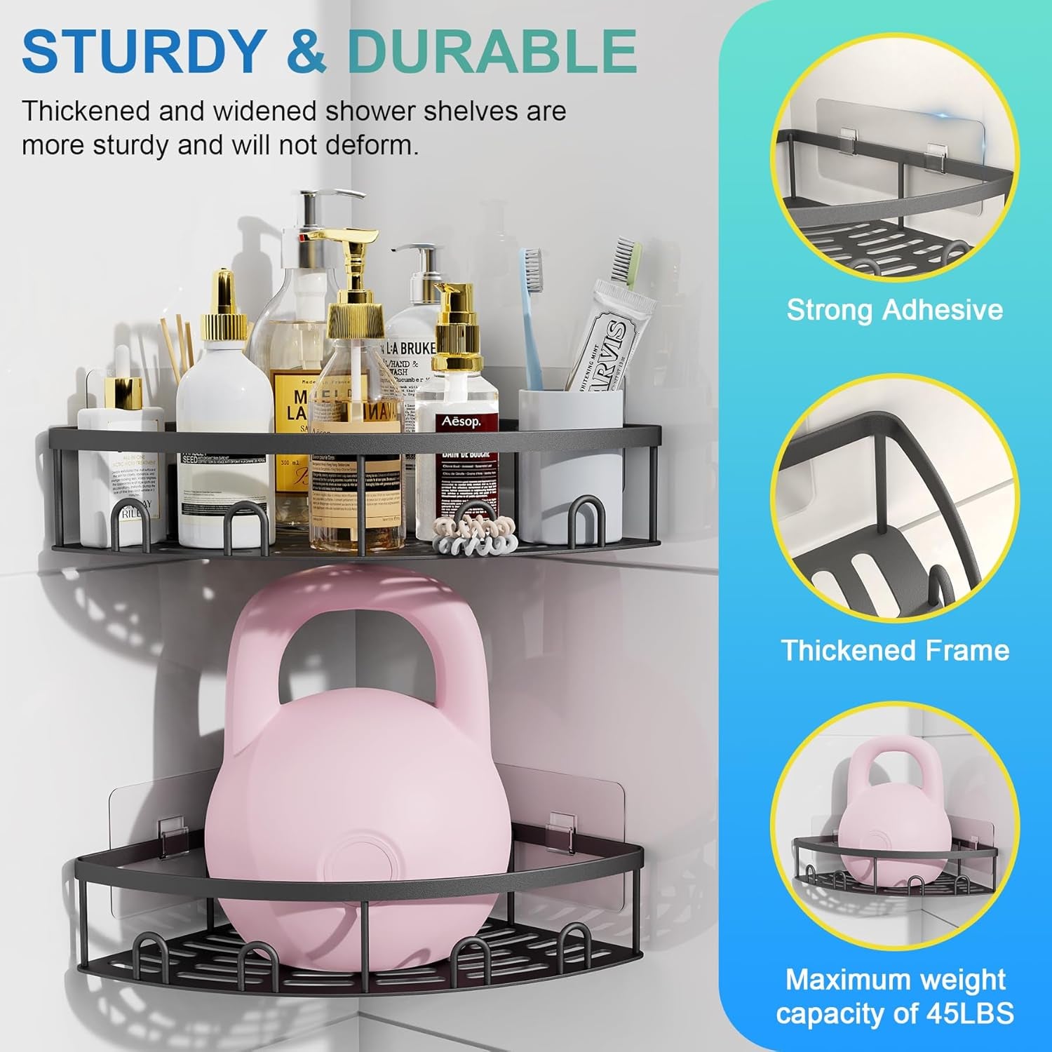 Adhesive Corner Shower Caddy