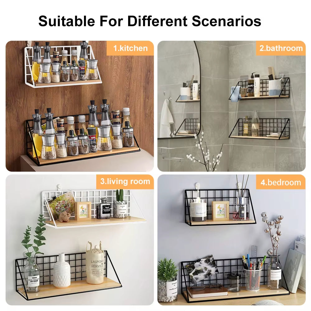 No-Drill Wooden Spice Rack (Adhesive)