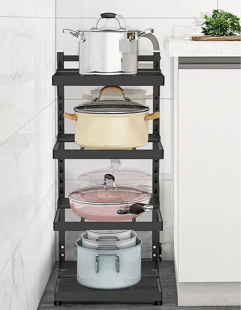 Adjustable 4-Tier Pot & Pan Storage Rack