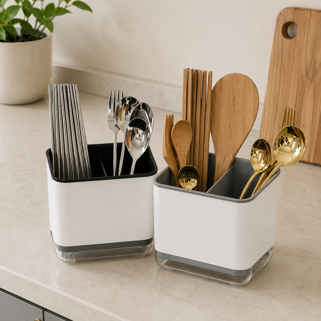 Kitchen Utensil Holder with Drain Tray