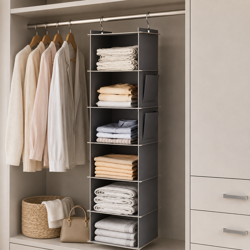 6 Shelf Foldable Hanging Closet Organizer