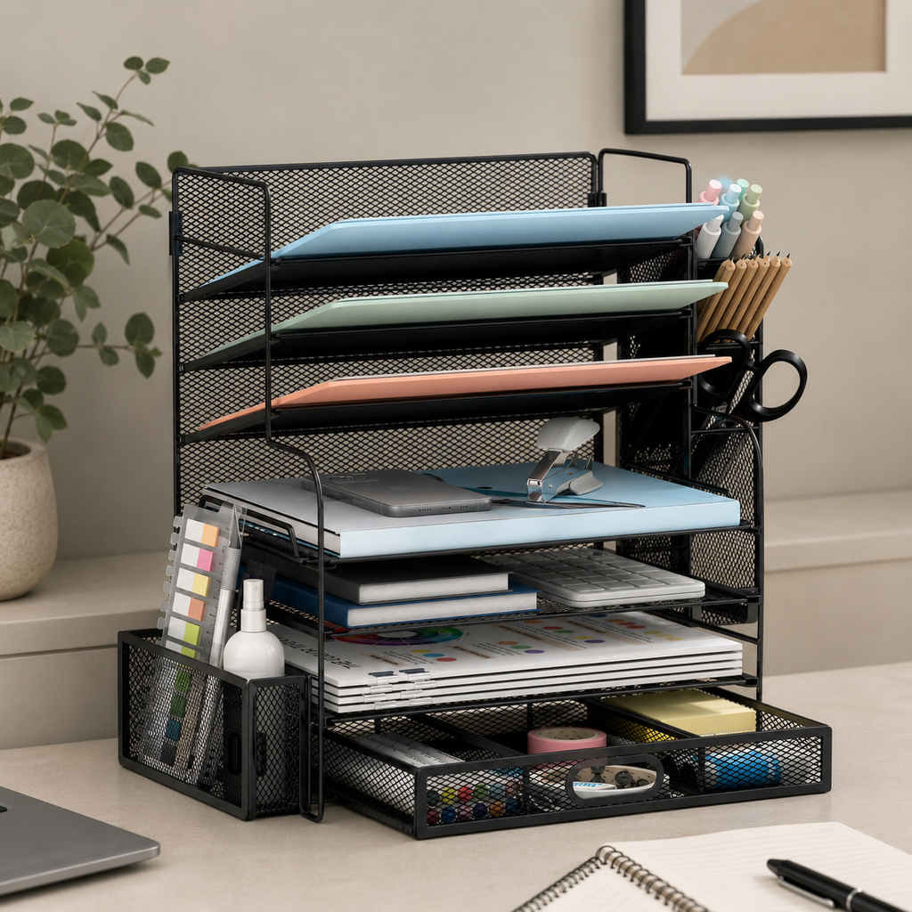 7-Tier Desk Organizer with Drawer