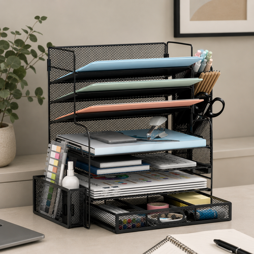 7-Tier Desk Organizer with Drawer