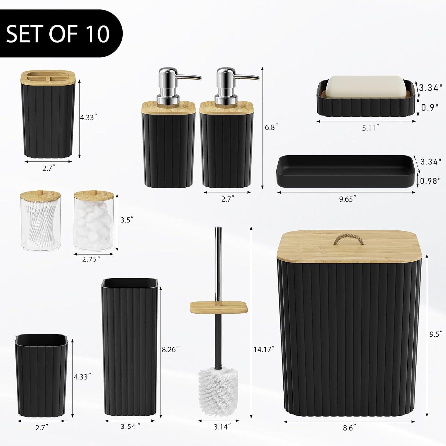 10PC Blcak Bathroom Accessories Set 