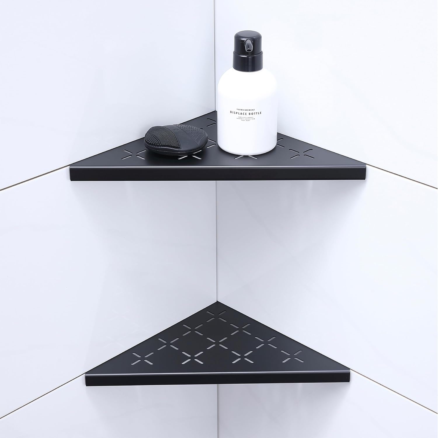 Black 10" Corner Shower Shelf