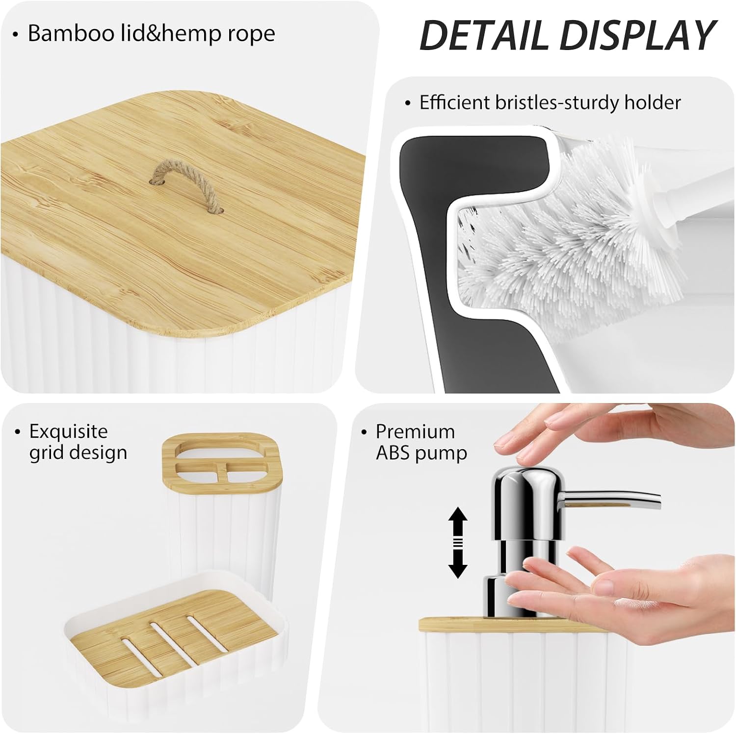 10PC White Bathroom Accessories Set