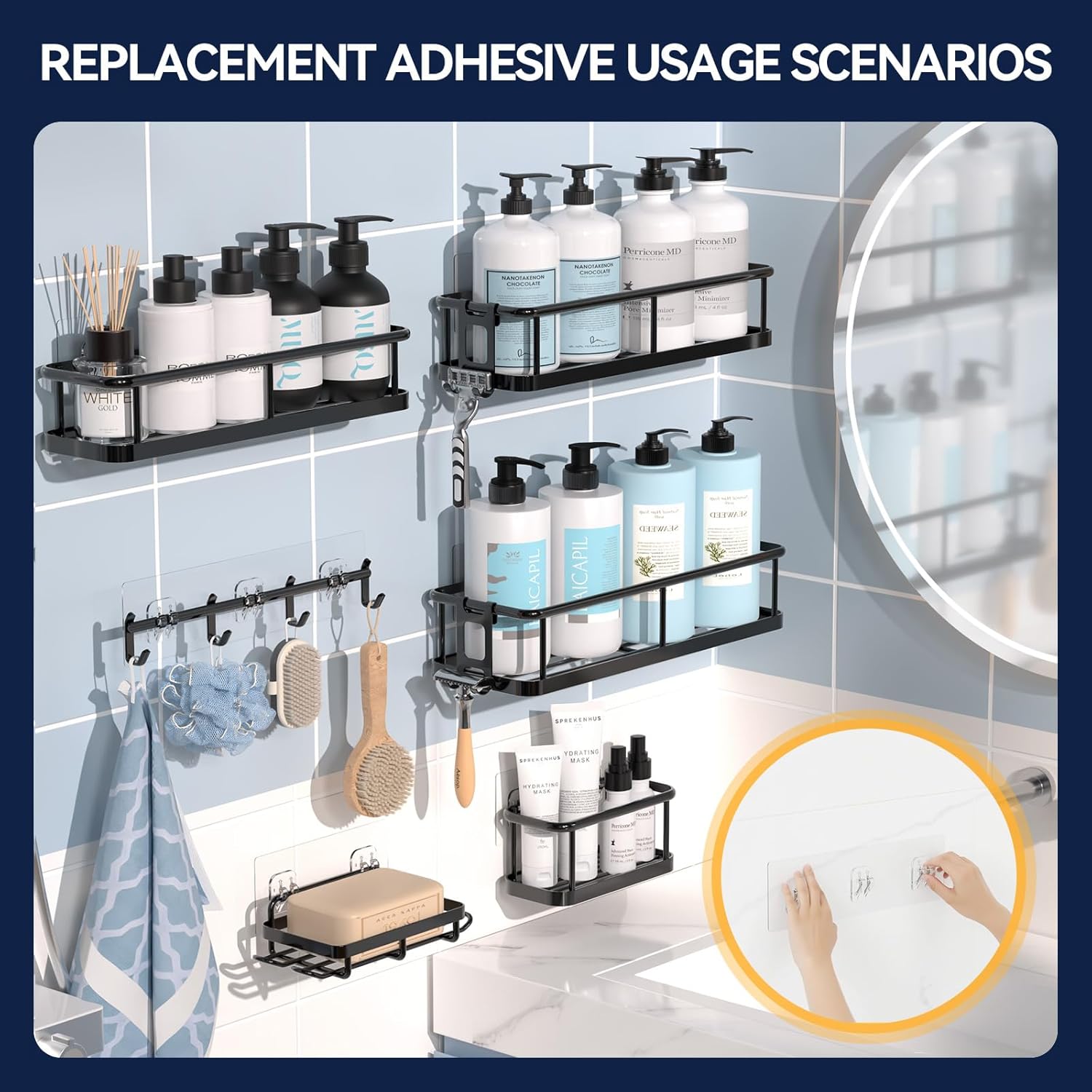 Adhesive 2-Pack Shower Caddy