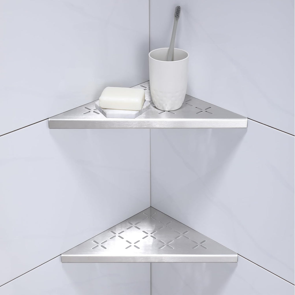 White 10" Corner Shower Shelf