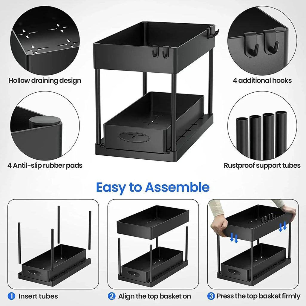 2-Tier Sliding Under Sink Organizer