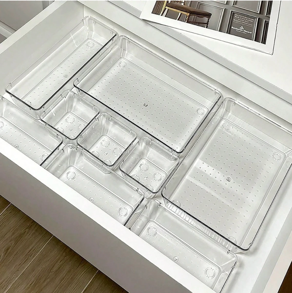 Clear Drawer Organizer Set