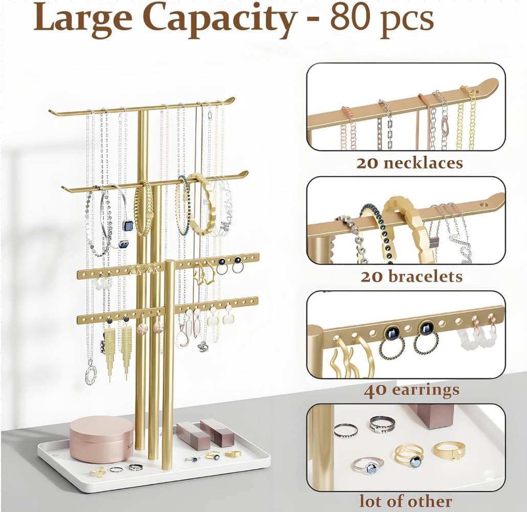 Luxury Gold Jewelry Stand Organizer