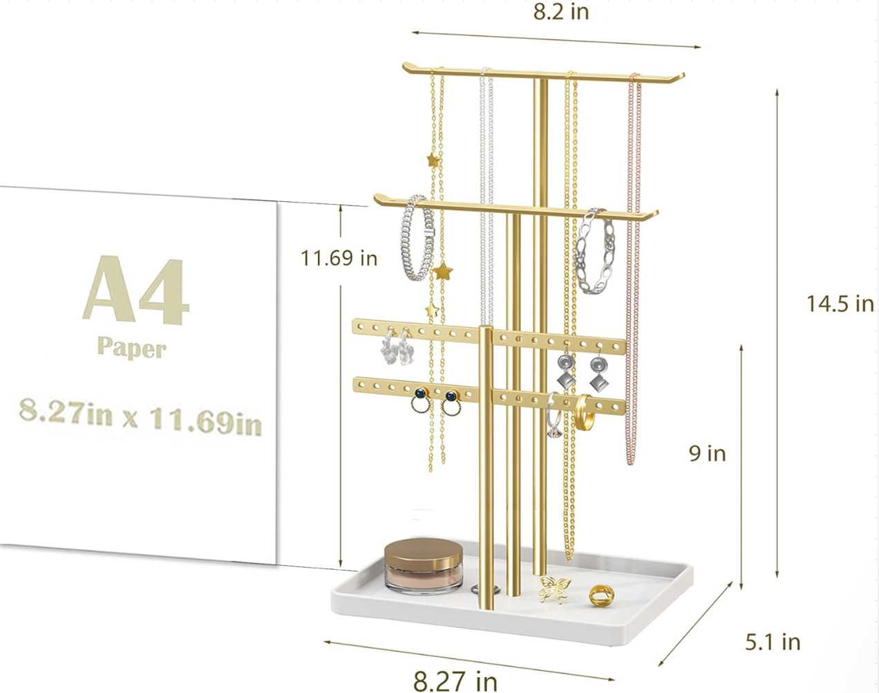 Luxury Gold Jewelry Stand Organizer