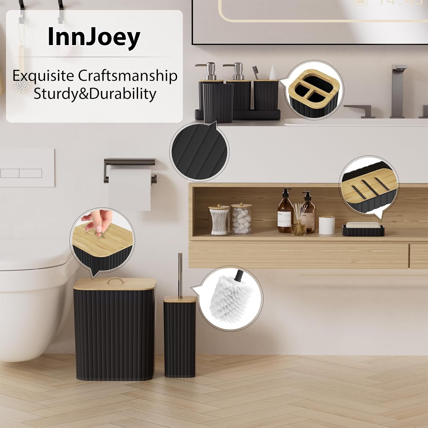 10PC Blcak Bathroom Accessories Set 