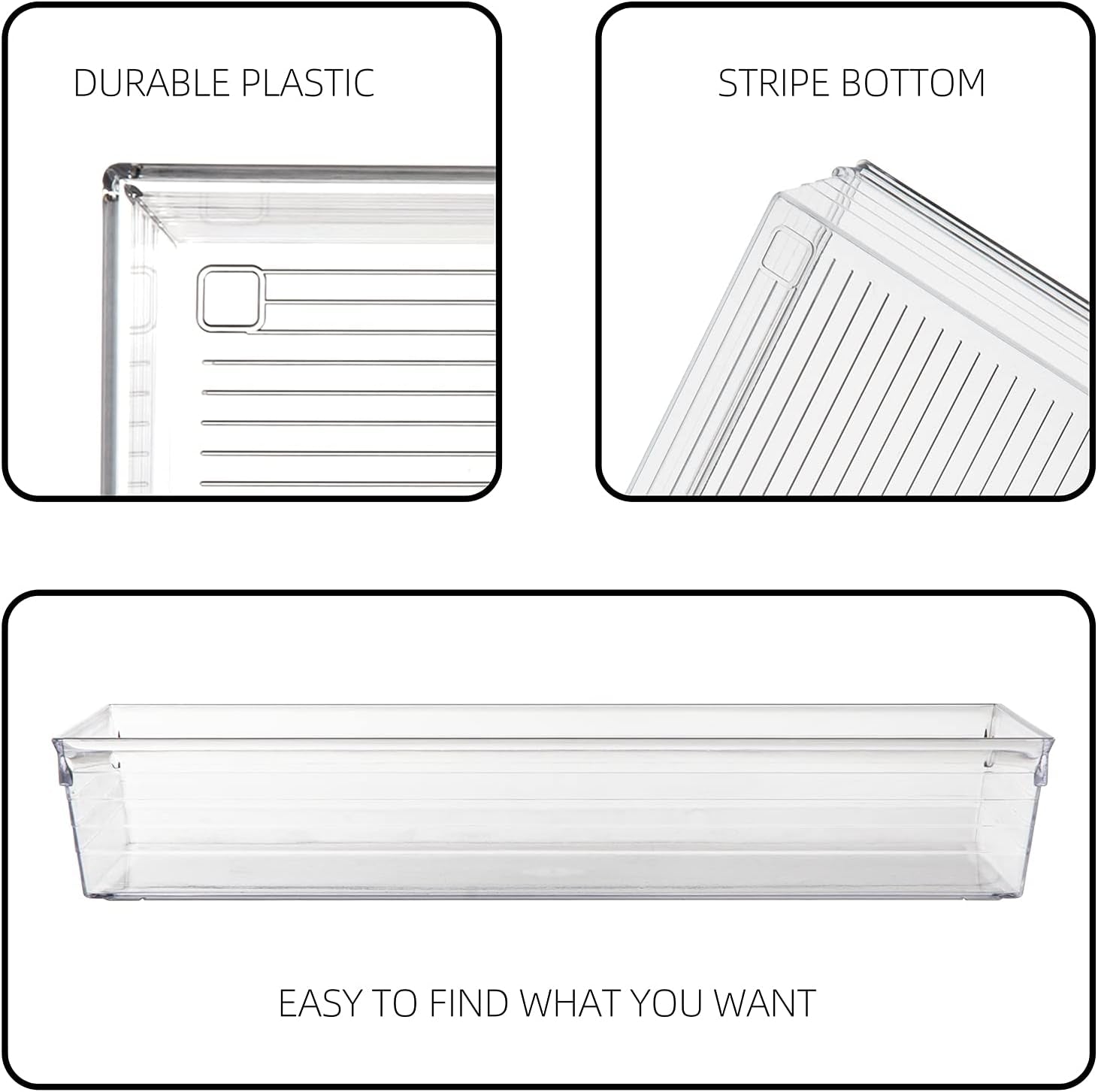 Clear Plastic Drawer Organizer Tray 