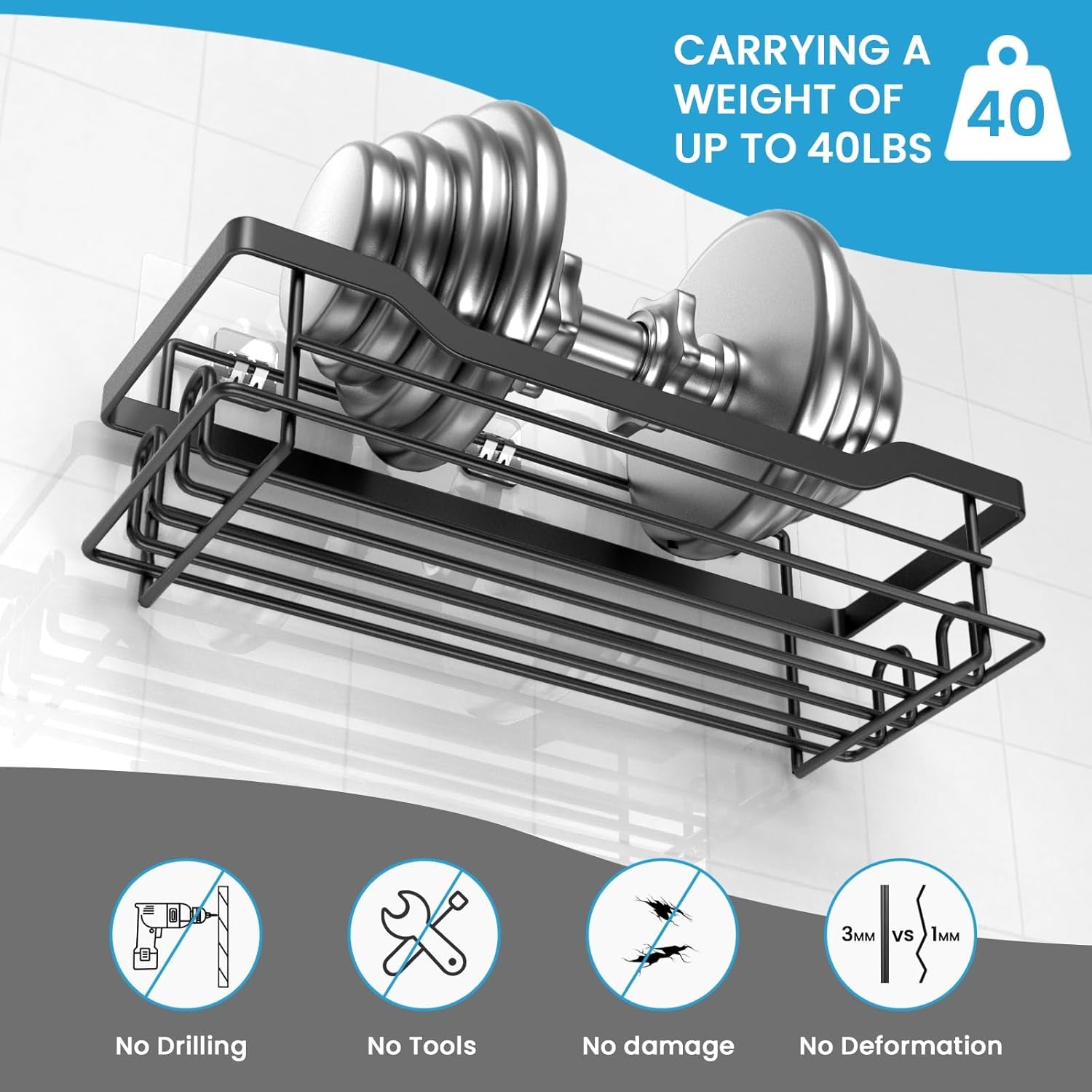 Adhesive Shower Caddy Shelves 