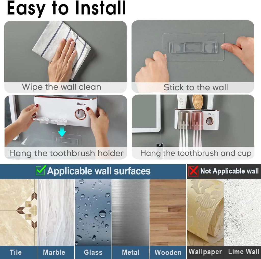 Toothbrush Holders With Toothpaste Dispenser