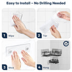 Adhesive Corner Shower Caddy (No Drill)
