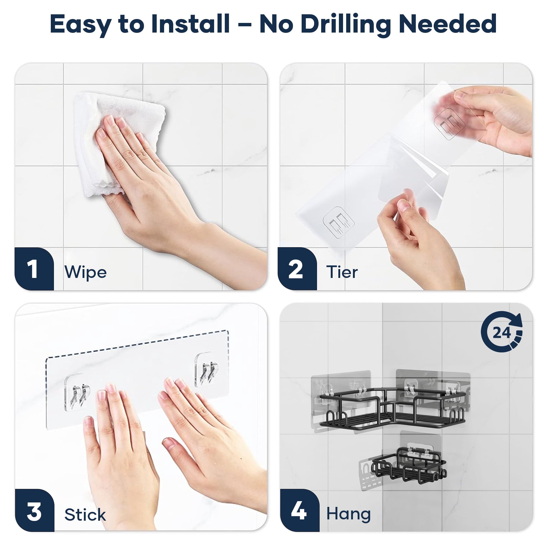 Adhesive Corner Shower Caddy (No Drill)