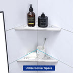 White 10" Corner Shower Shelf