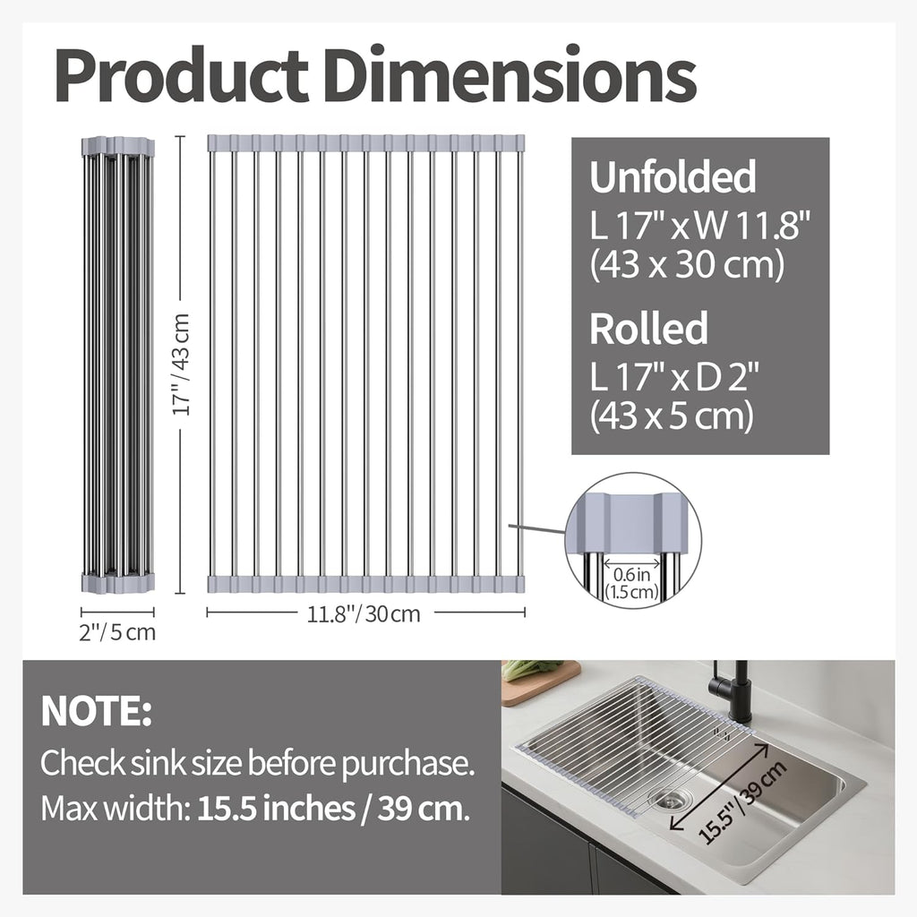 Drying Rack with Roll up & Over Sink 