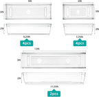 Clear Plastic Drawer Organizer Tray for Vanity Cabinet (Set of 10),Storage Tray for Makeup, Kitchen Utensils, Jewelries, and Gadgets